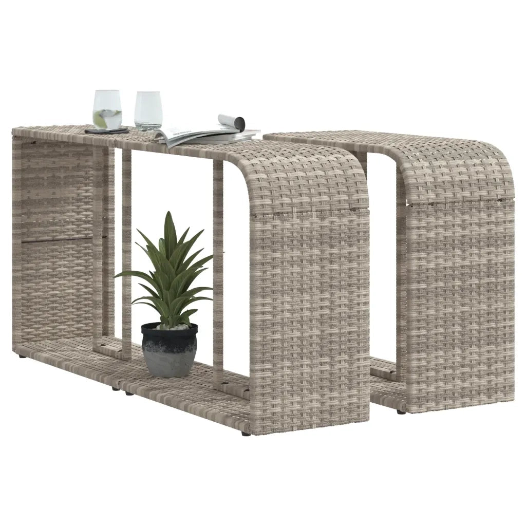 Scaffali Portaoggetti 2 pz Grigio Chiaro in Polyrattan