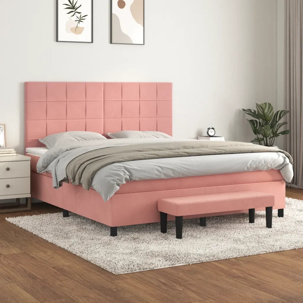 Giroletto a Molle con Materasso Rosa 180x200 cm in Vellutocod mxl 103744