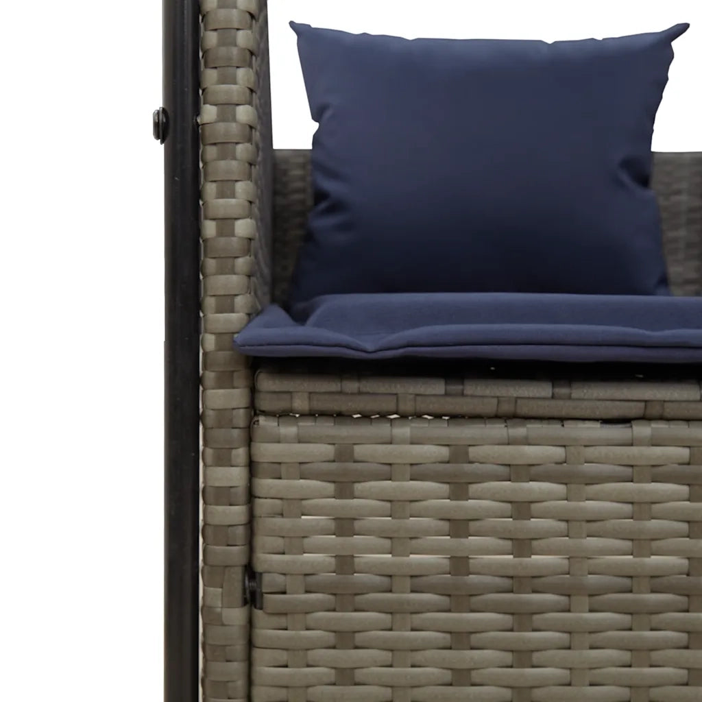 Lettino prendisole doppio con tettoia e tende in Polyrattan Grigio 4002761
