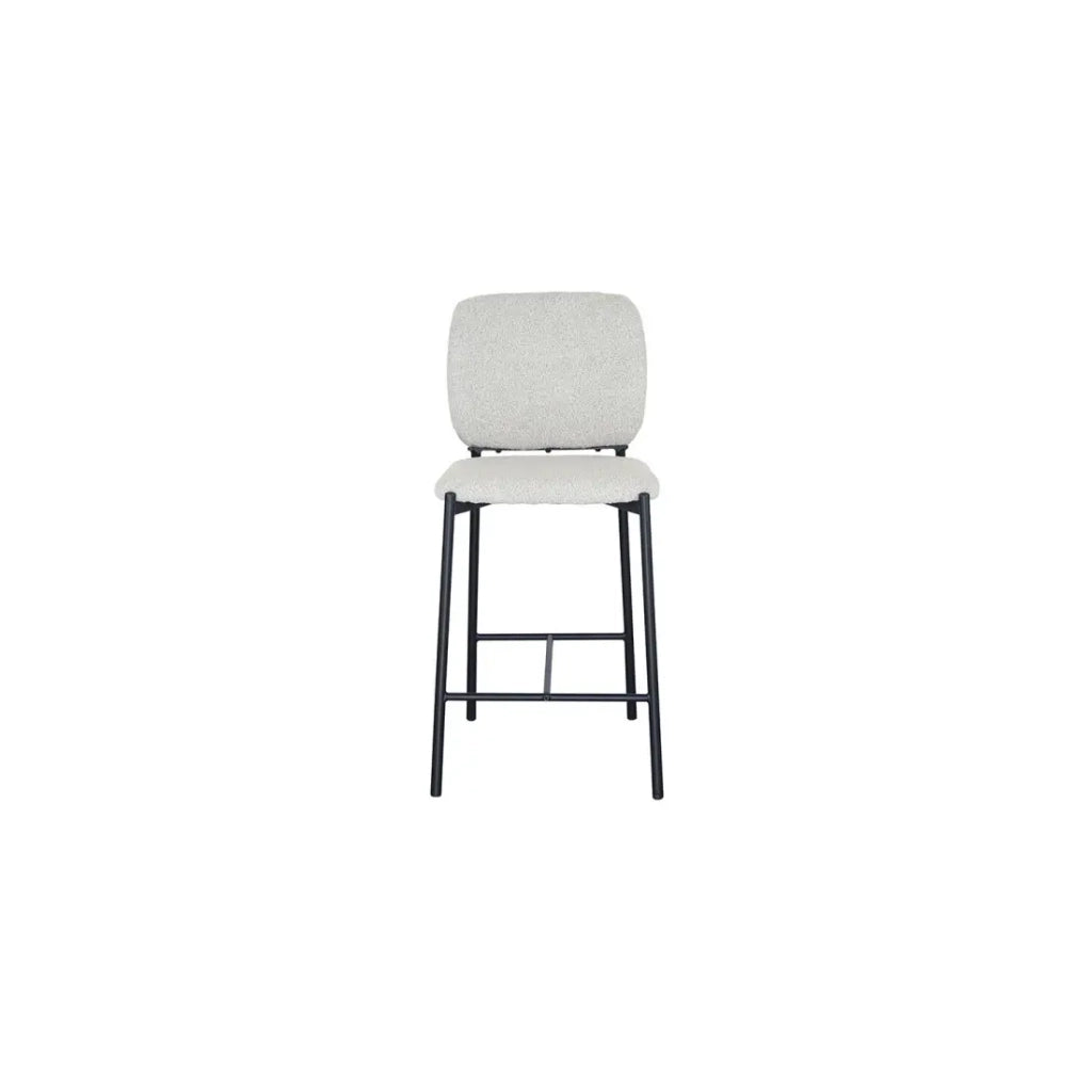 Sedia da banco RITA – Tessuto beige – Gambe in metallo nero – Altezza 99 cm – Stile design/industriale