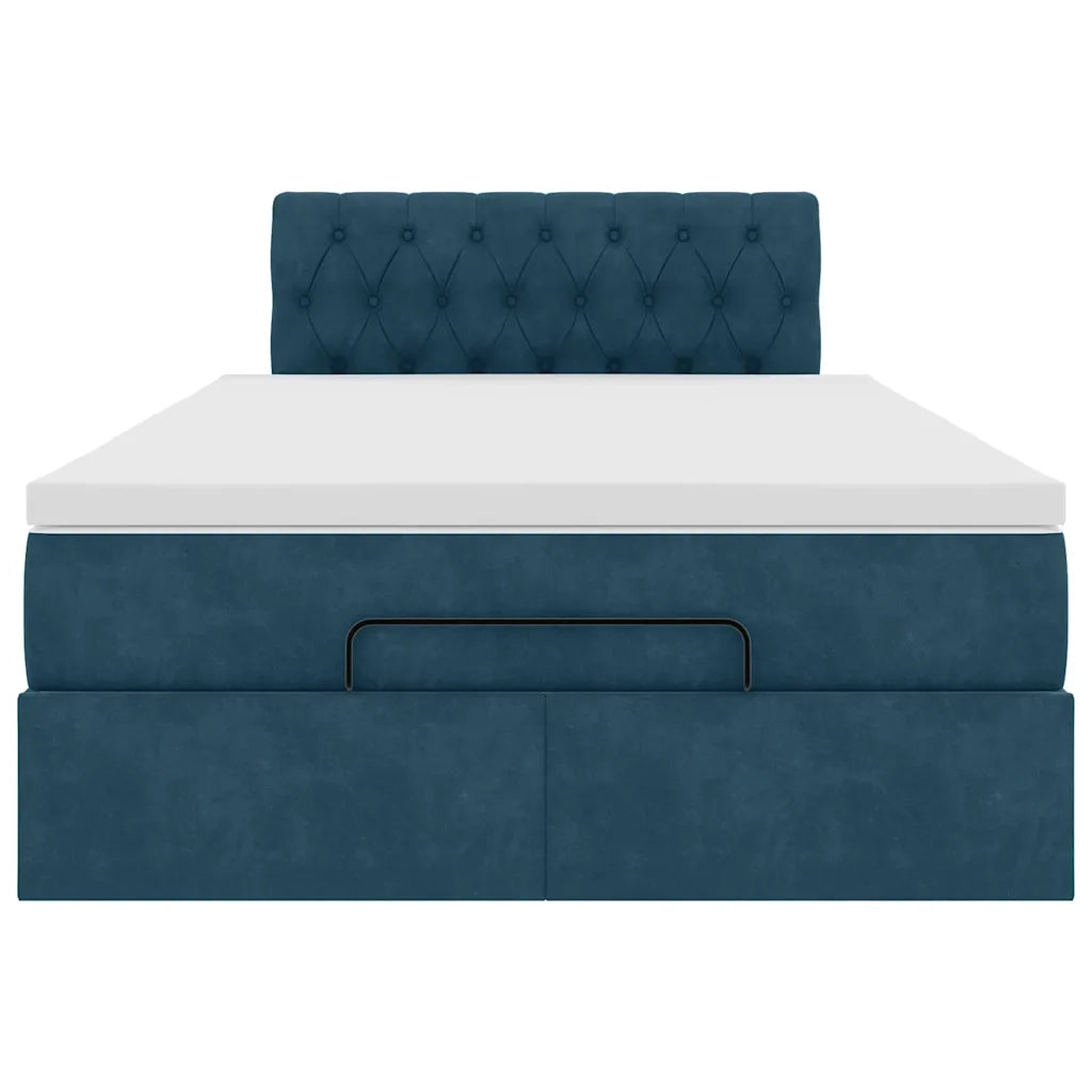 Struttura Letto Pouf con Materasso Blu Scuro 120x200 cm Velluto 3311841