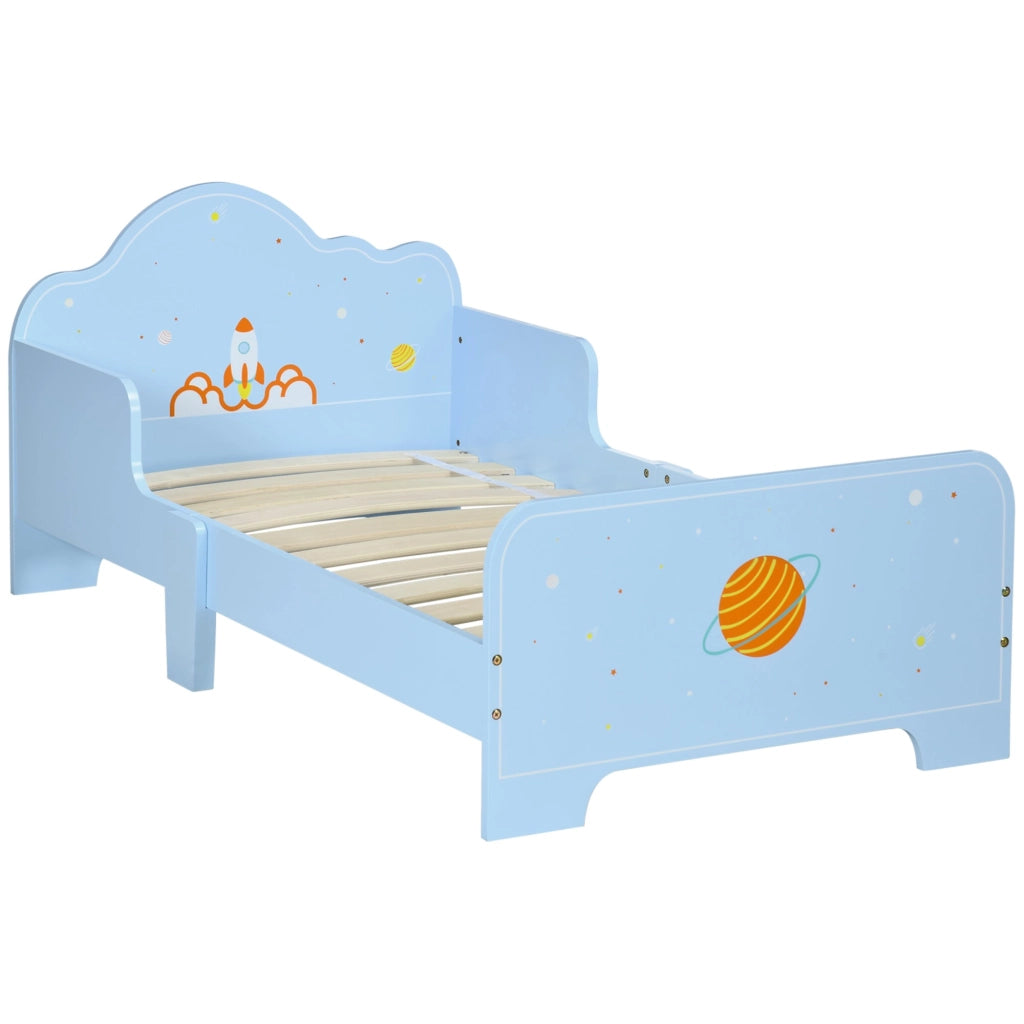 Letto per Bambini con Sponde 143x74x59 cm Fantasia Spaziale Azzurro