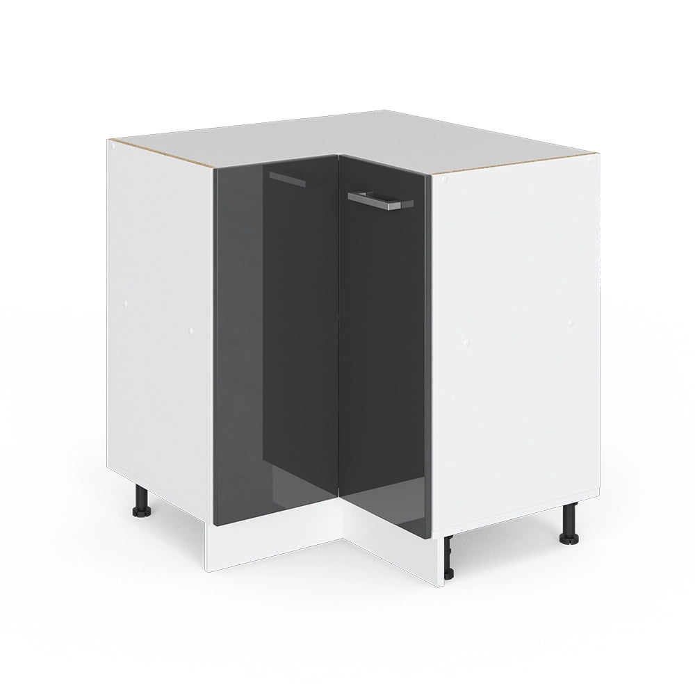 Mobile angolare da cucina R-Line Antracite lucido/Bianco 75.6 cm senza piano di lavoro Vicco