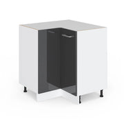 Mobile angolare da cucina R-Line Antracite lucido/Bianco 75.6 cm senza piano di lavoro Vicco