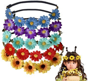 Corone fiorita 5 pezzi - Fascia capellina fiorita - Ragazze - Damigella d'onore - Festival - Materiale ecologico - Disegno accattivante - Fiore per capelli