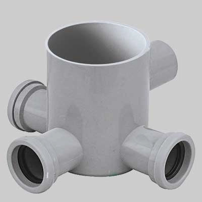 POZZETTO GRIGIO BASSO 3 VIE DM 100  H 120 Ø 40 Usc. Ø 50     MADE IN ITALY