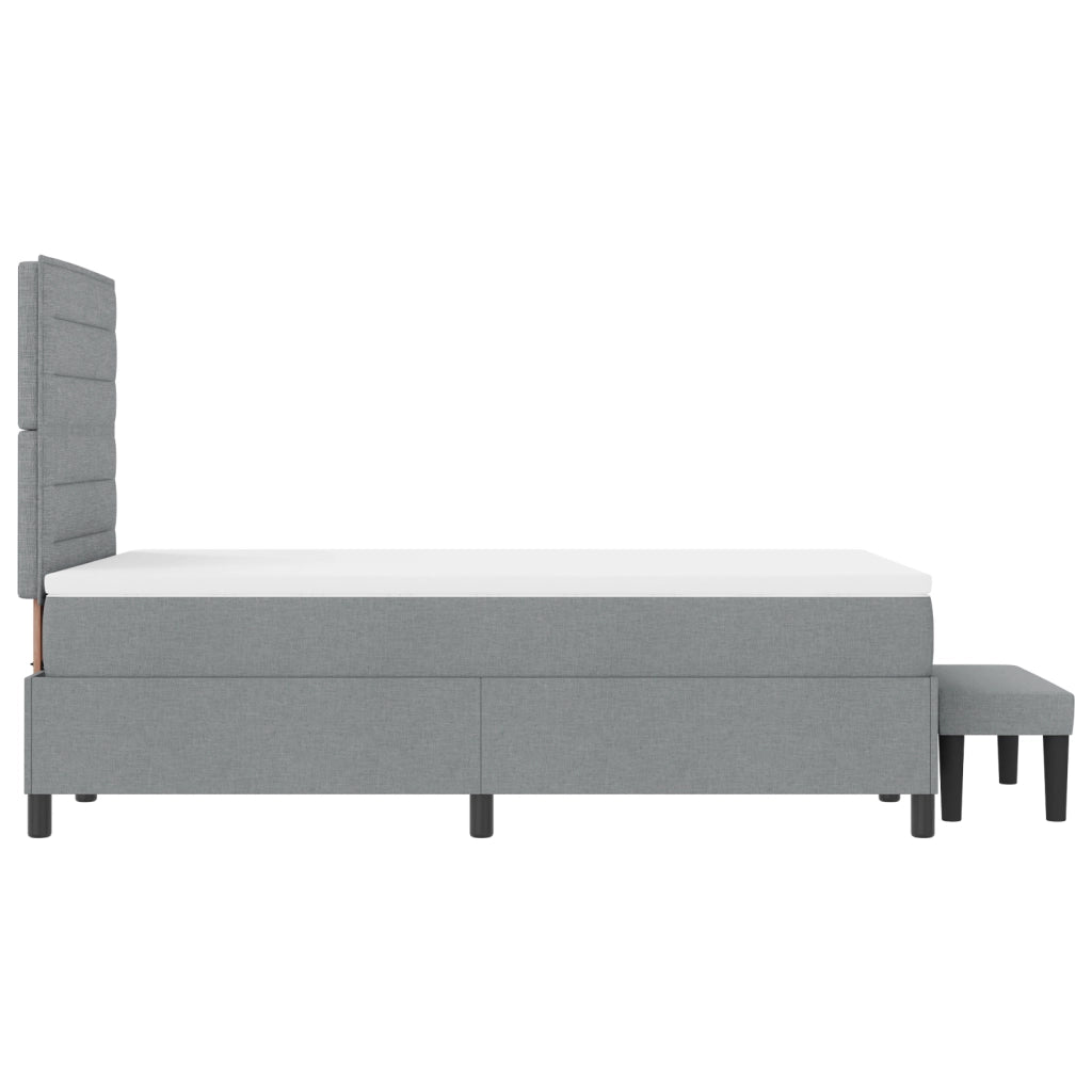 Letto a Box Spring con Materasso e Panchina Grigio Chiaro 120x190 cm Tessuto