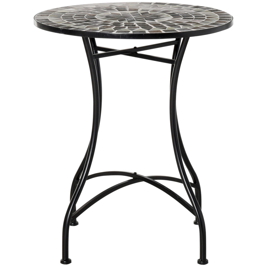Tavolino da Giardino ed Esterno in Metallo e Ceramica Nero