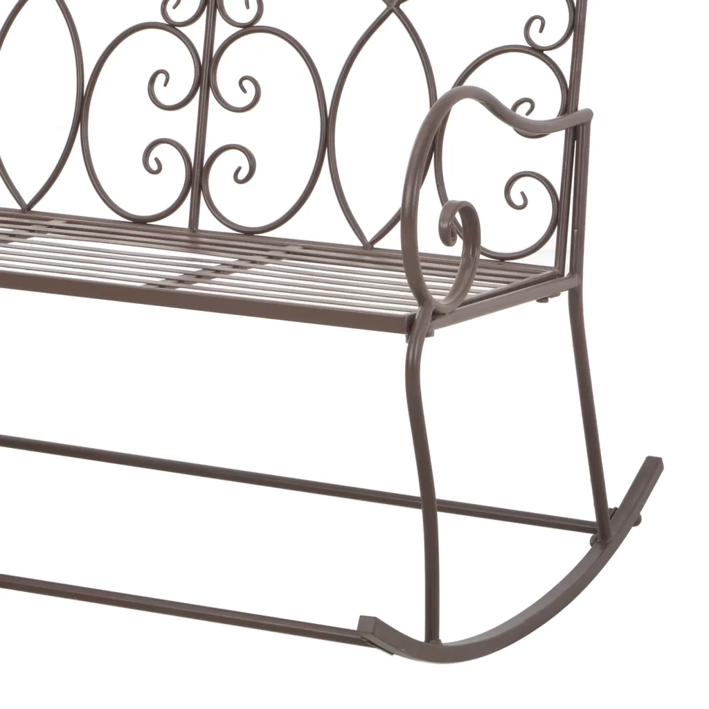 Panchina da Giardino 104 cm in Ferro Marrone Anticato 45437