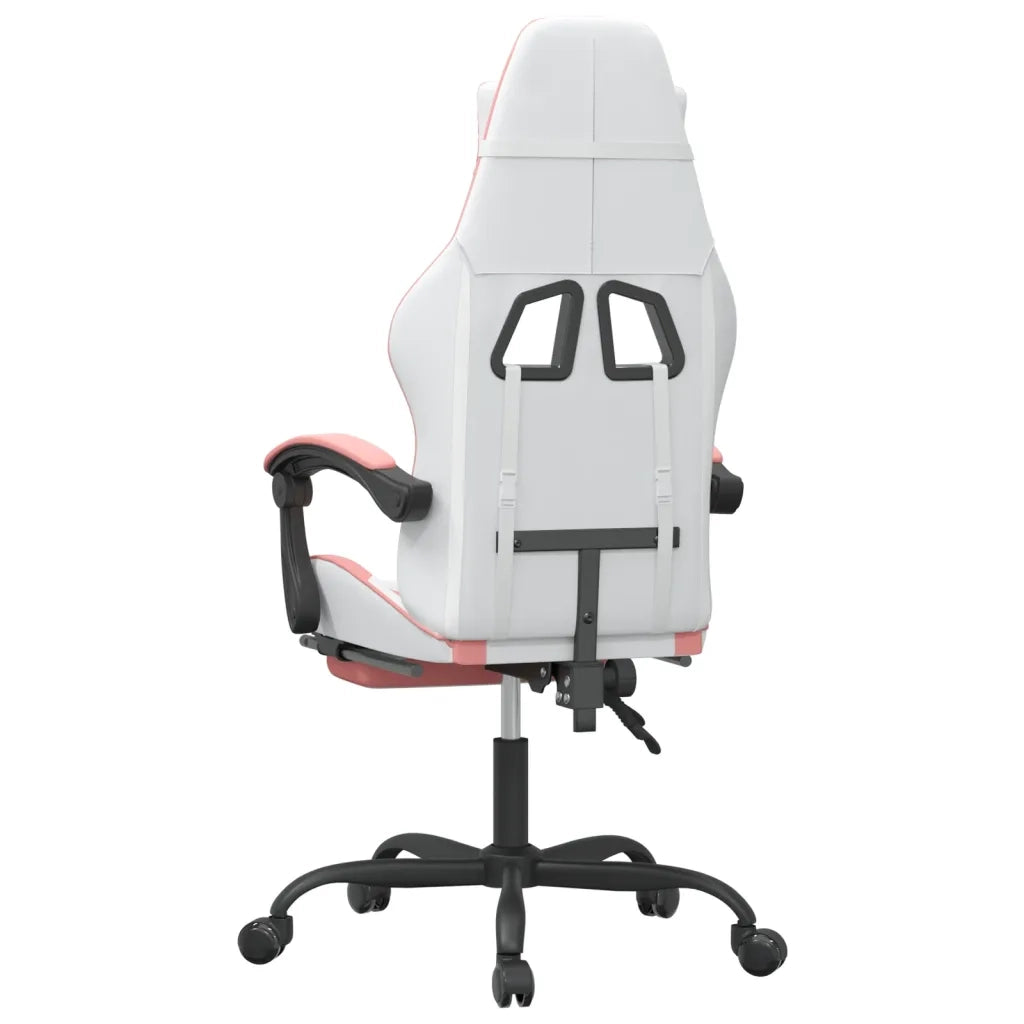 vidaXL Sedia da Gaming con Poggiapiedi Bianco e Rosa in Similpelle