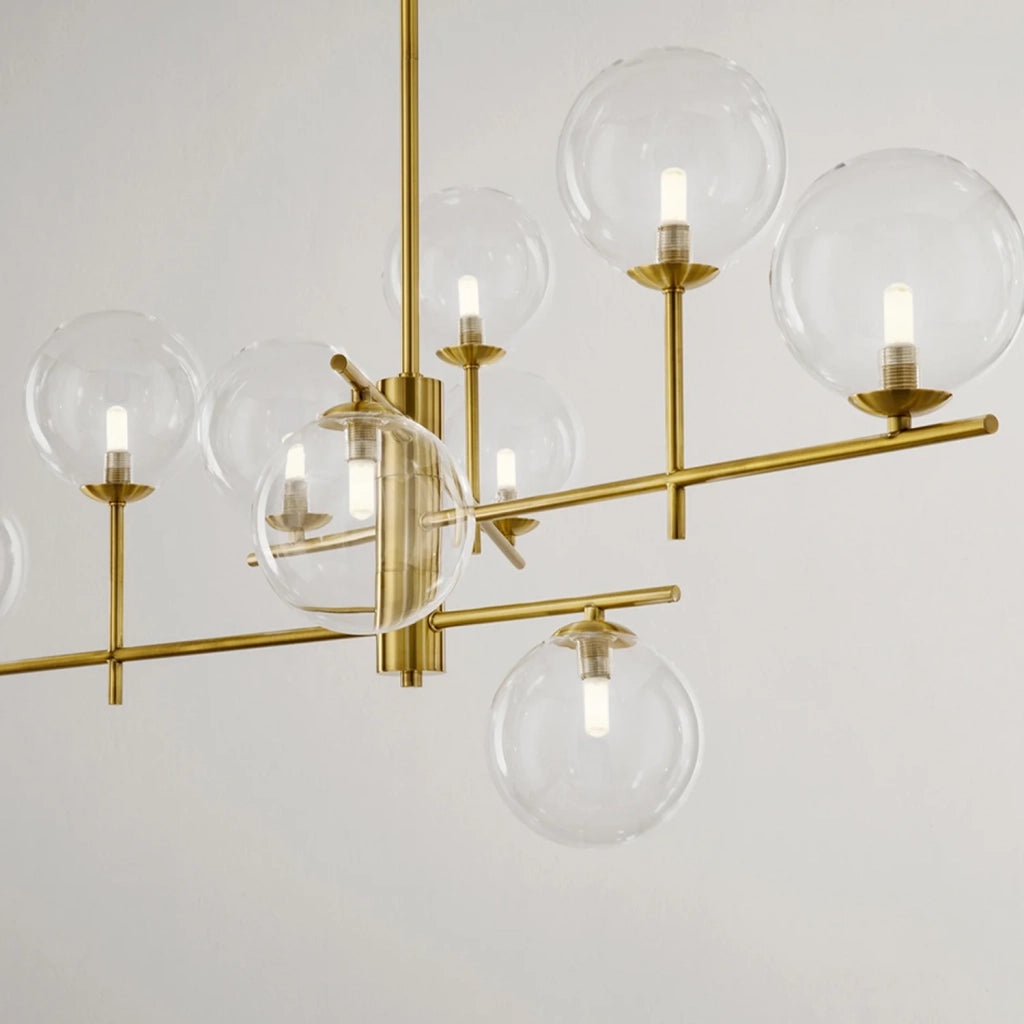 Plafoniera Contemporanea Pyrex Metallo Ottone 9 Luci G9 Ip20
