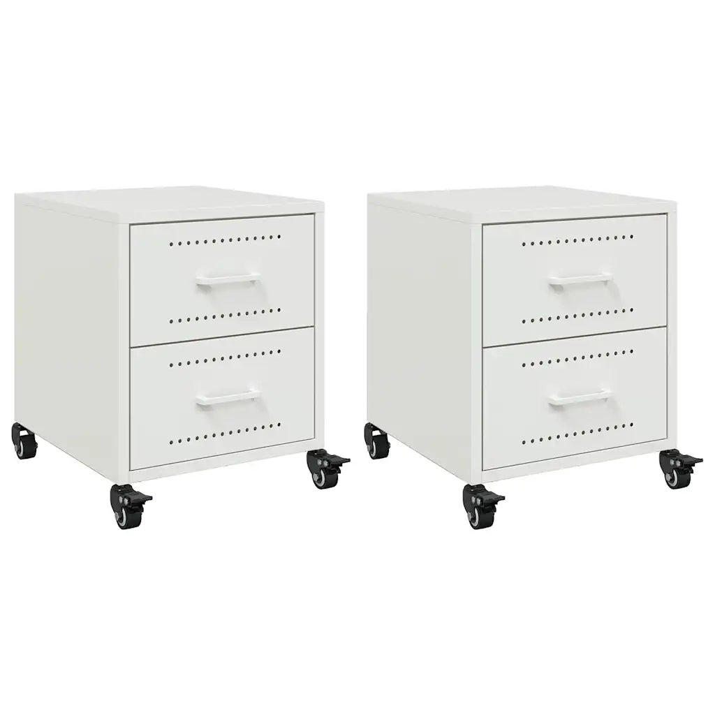 Comodini 2 pz Bianchi 36x39x43,5 cm in Acciaio 846637