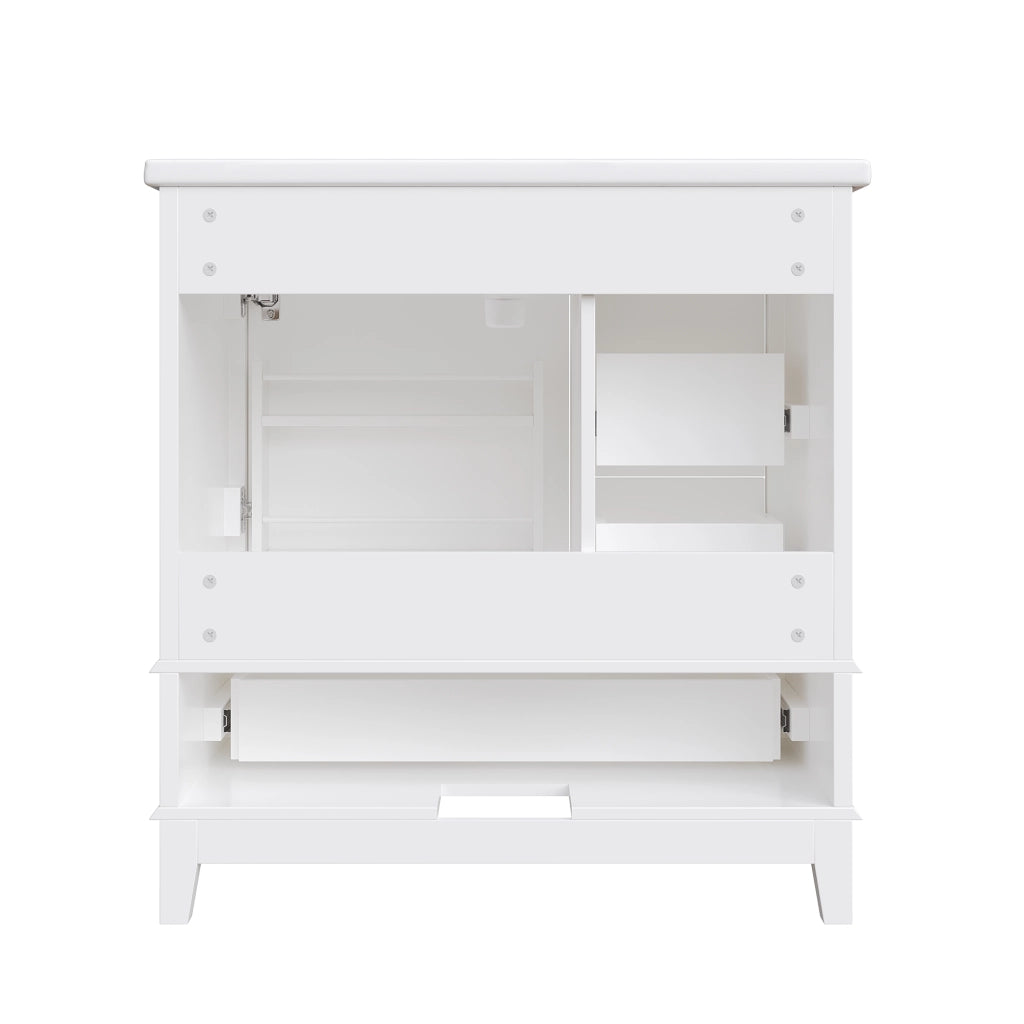 Mobile sottolavabo con lavabo in ceramica, 3 cassetti, vano con ripiano e maniglie oro, per bagno, 76,5 × 47 × 87,5 cm