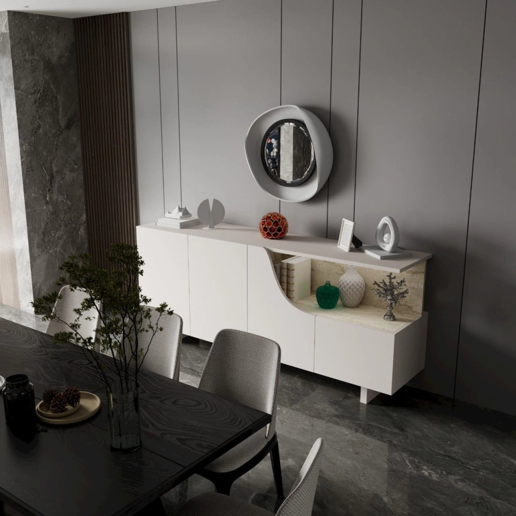 Credenza in legno "Line" - 180 x 40 x 81 cm - Beige