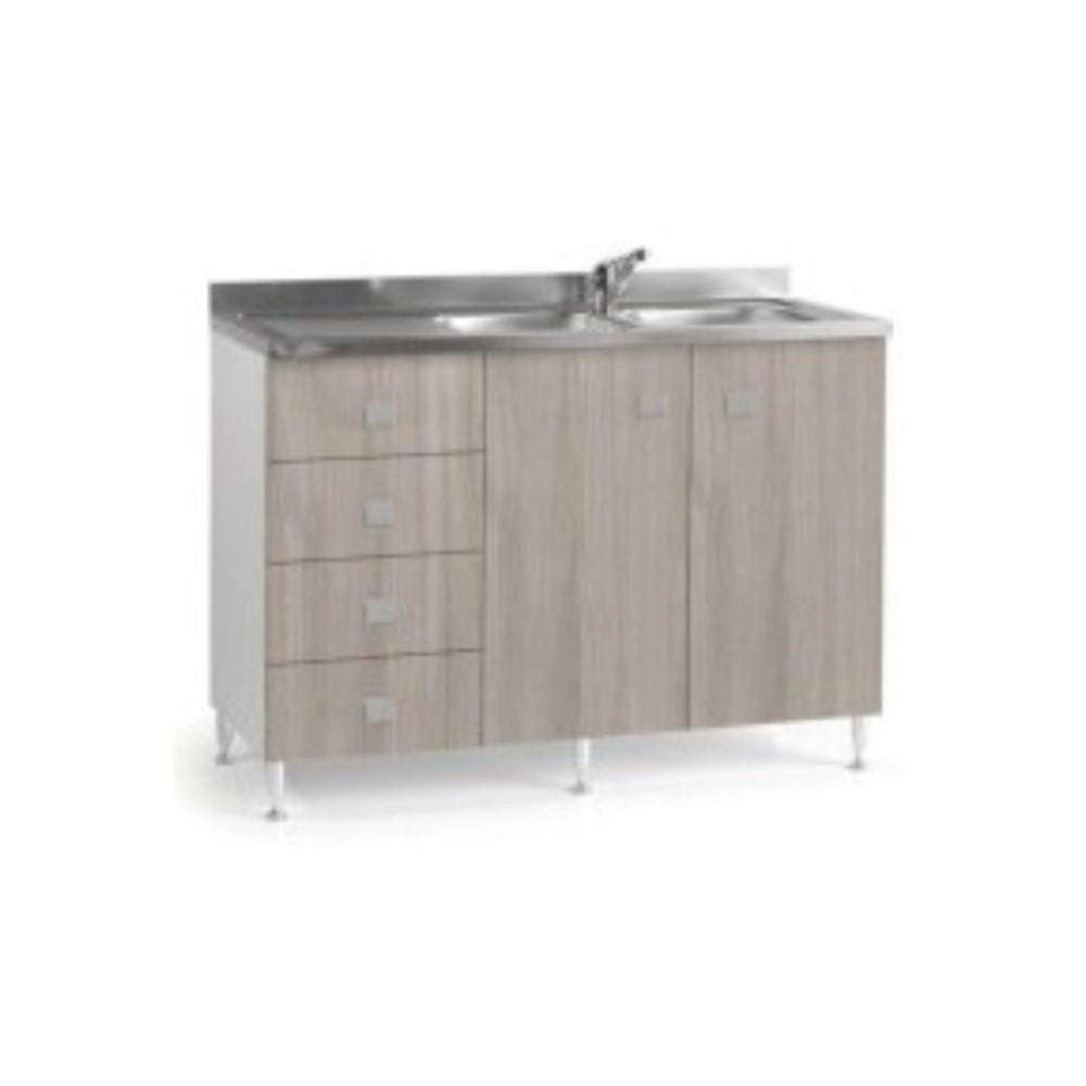 Base lavello con cassettiera sinistra olmo con lavello 120x50x87H