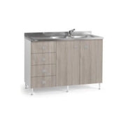 Base lavello con cassettiera sinistra olmo con lavello 120x50x87H