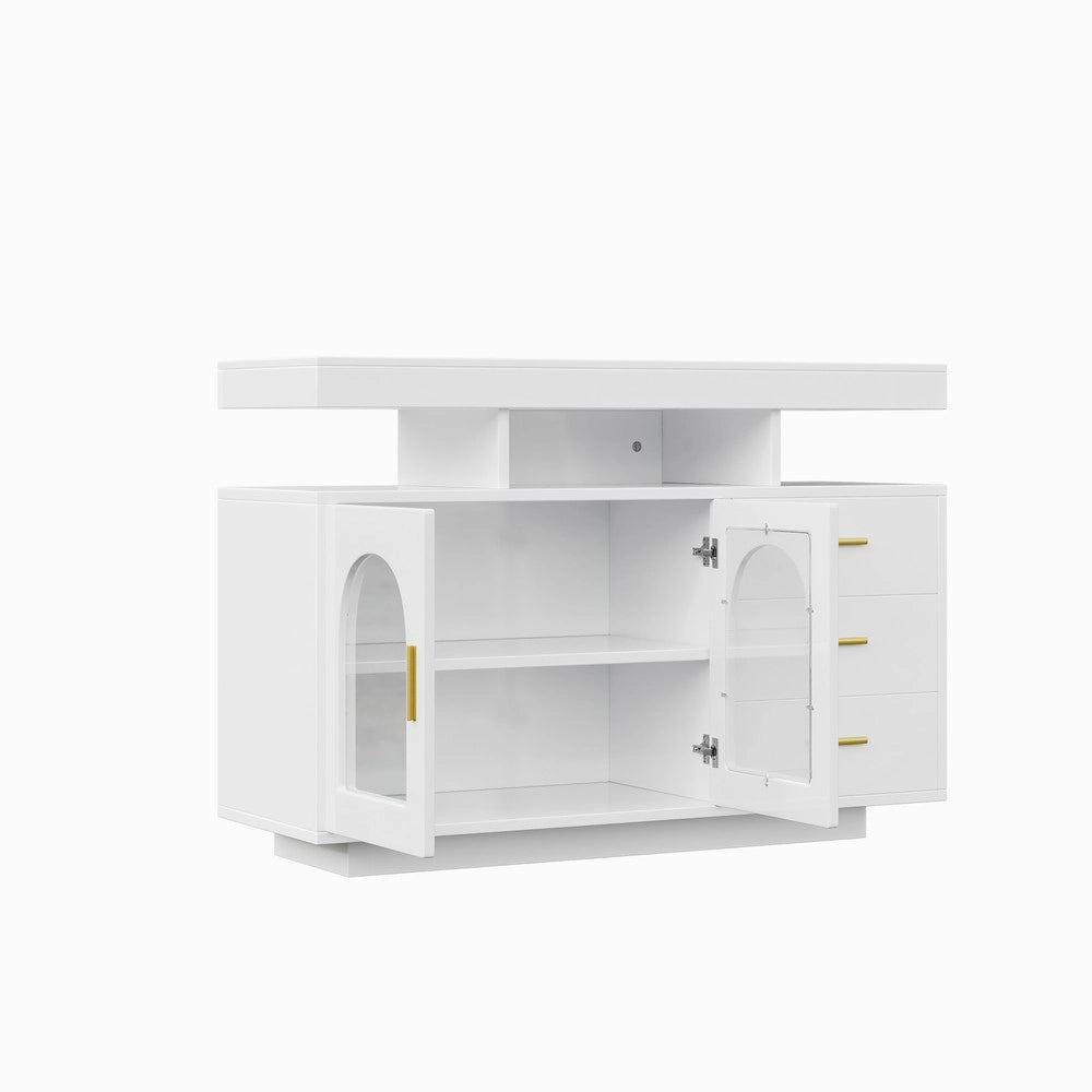 Credenza Buffet con Luci LED 16 Colori ¨C MINIMAL ¨C Bianco Lucido 120 cm