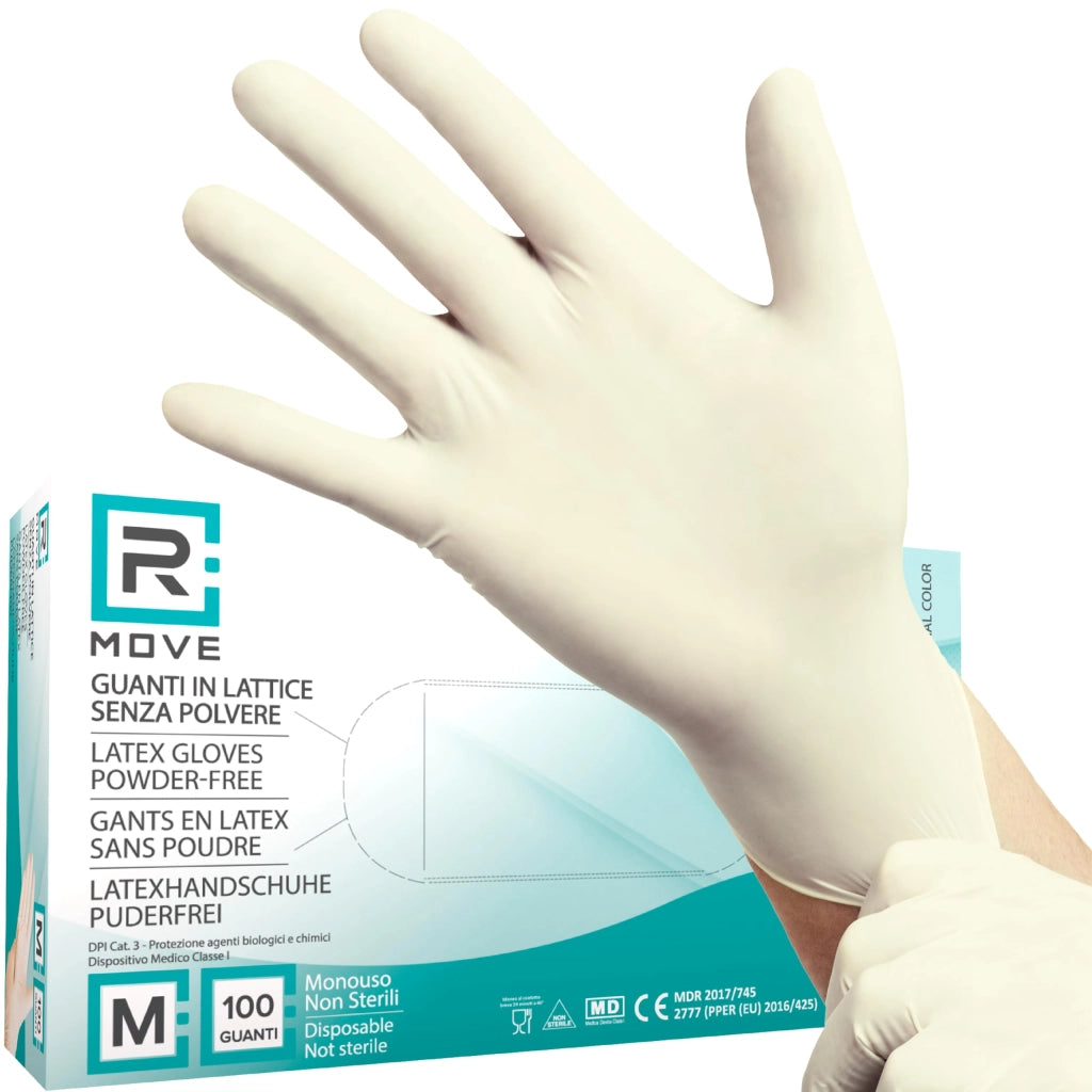 100 guanti in Lattice monouso 5,7gr senza polvere, alta sensibilità sia al tatto che al palmo, guanti usa e getta in lattice, dispostivo medico (100, M)