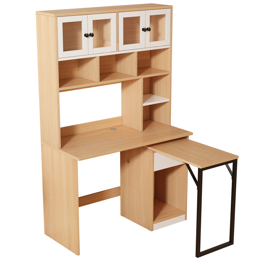 Scrivania con Libreria Integrata ¨C MINIMAL ¨C Bianco/Rovere, 180 cm