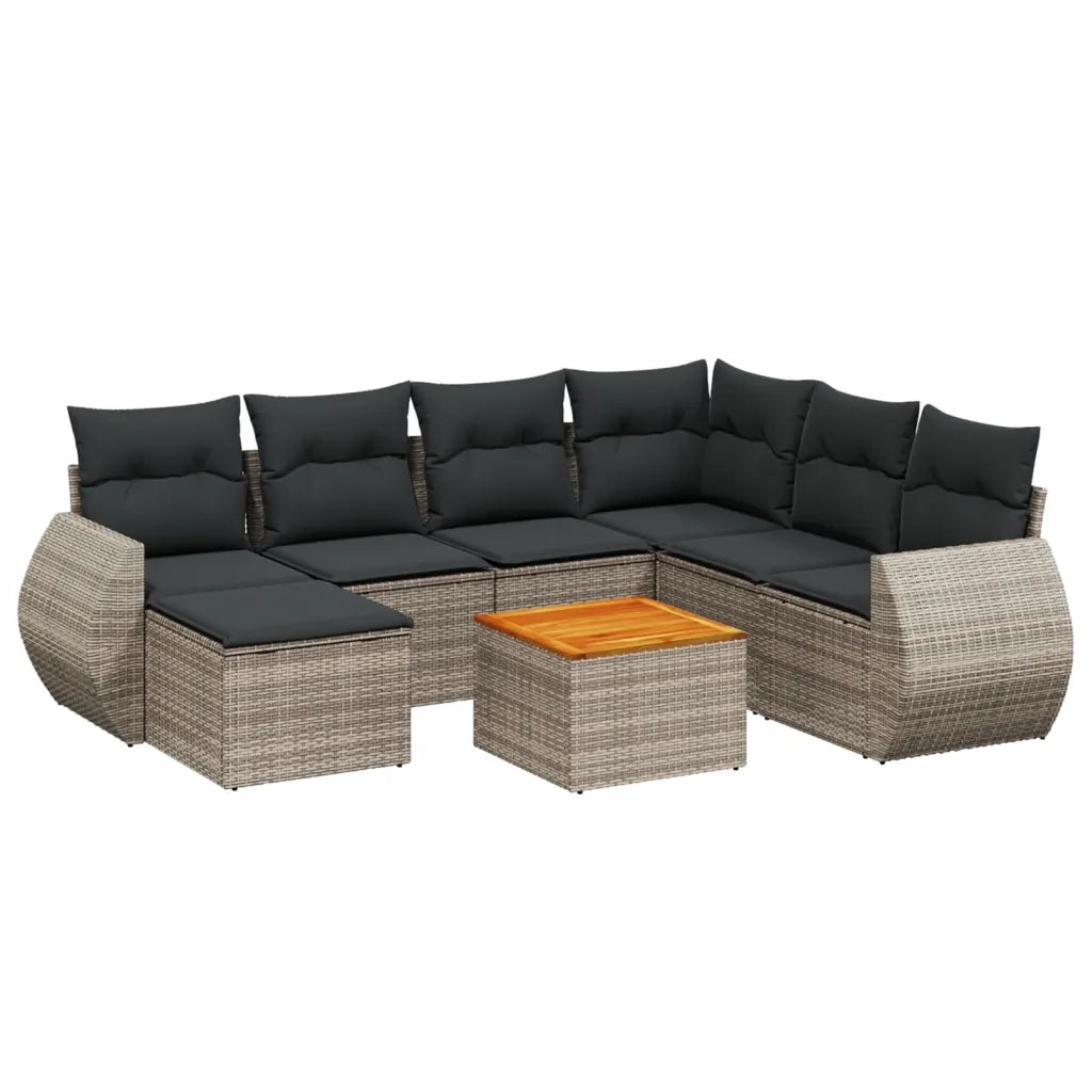 Set Divano da Giardino 8 pz con Cuscini Grigio in Polyrattancod mxl 90234