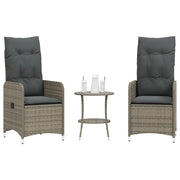Sedie da Giardino Reclinabili 2 pz con Tavolo in Polyrattan 365692
