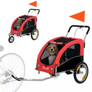 Rimorchio per Cani 2-in-1 ¨C Xylo ¨C Pieghevole, fino a 20 kg, Rosso