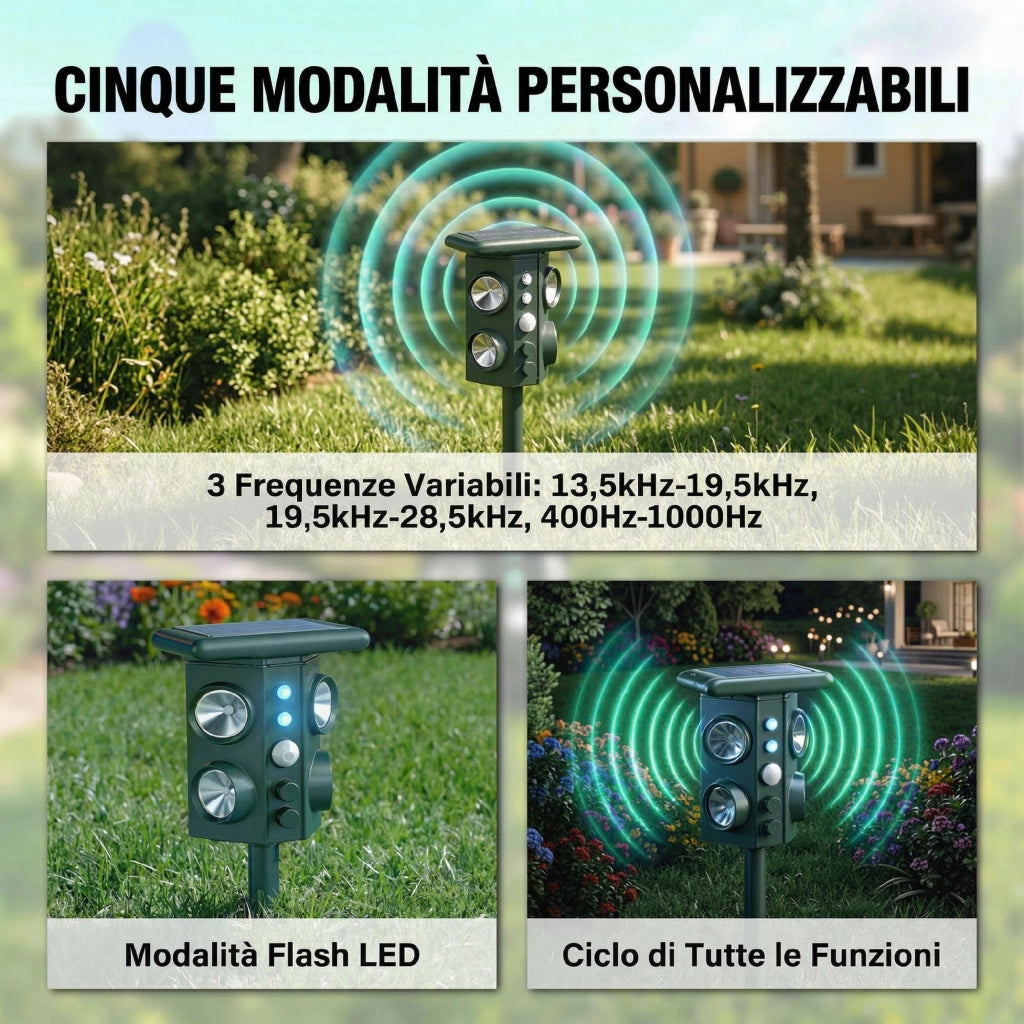 Repellente Solare Ultrasonico per Gatti ¨C zephmum ¨C Nero, Bianco