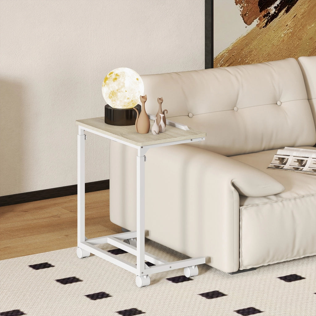 Tavolino da Laffregolabile con Piano Inclinabile ¨C Minimal ¨C Bianco e Rovere 55x36x62.5-82.5 cm