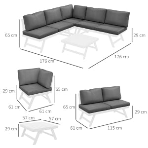 Set Divano da Giardino 4 Pezzi con Cuscini ¨C MINIMAL ¨C Polyrattan Grigio