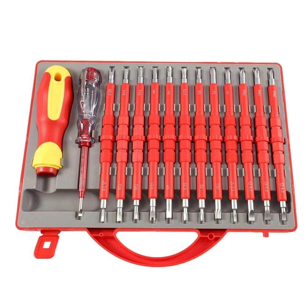 Trade Shop - Kit 26 Pz Cacciaviti Giraviti Per Elettricista Modulari Con Cercafase A.3017 -