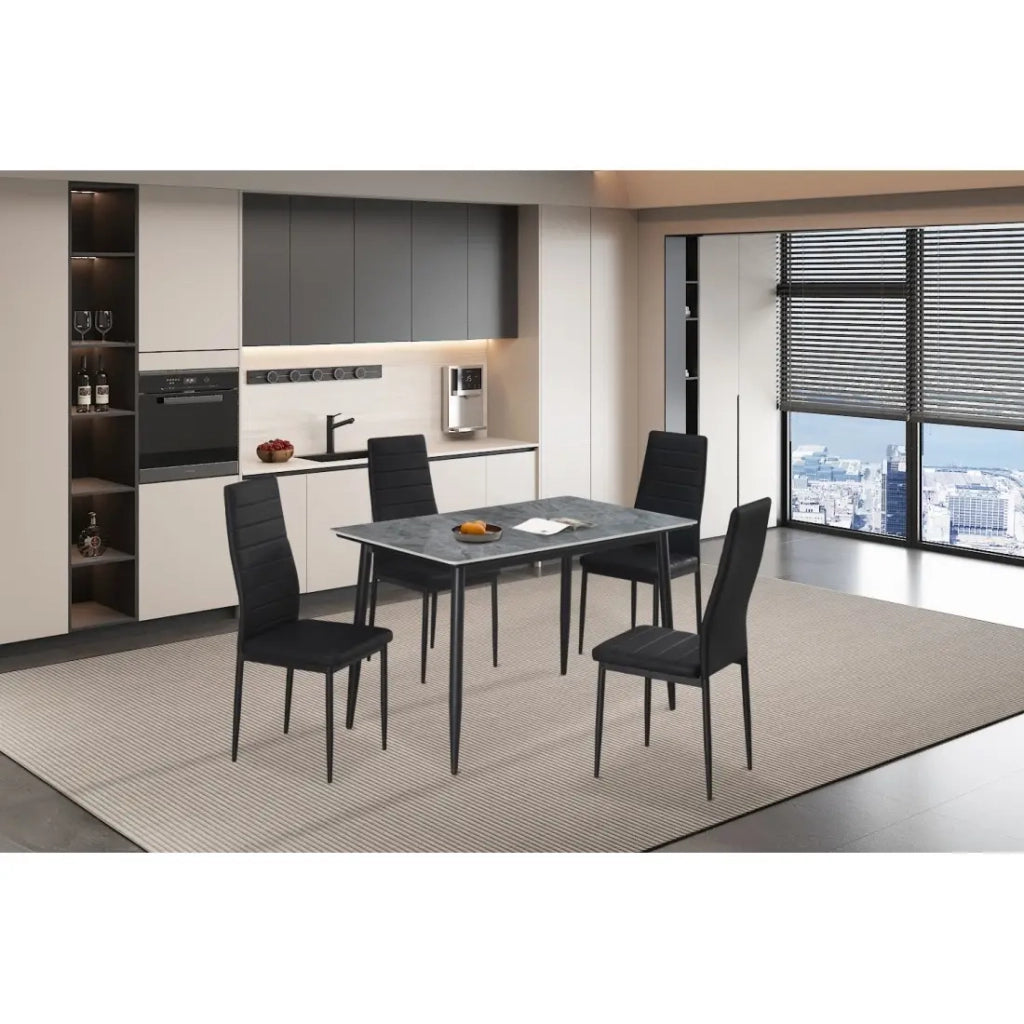 Tavolo da pranzo GRANVIA – 120x70 cm – Effetto ardesia – Struttura in metallo – Design compatto e moderno