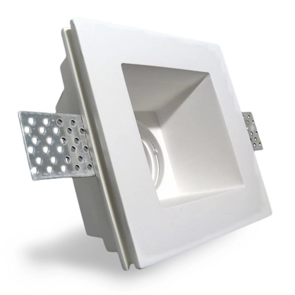 Trade Shop - Porta Faretto Fisso In Gesso Ad Incasso Per Lampadine Gu10 Led Quadrato 12x12 Cm -