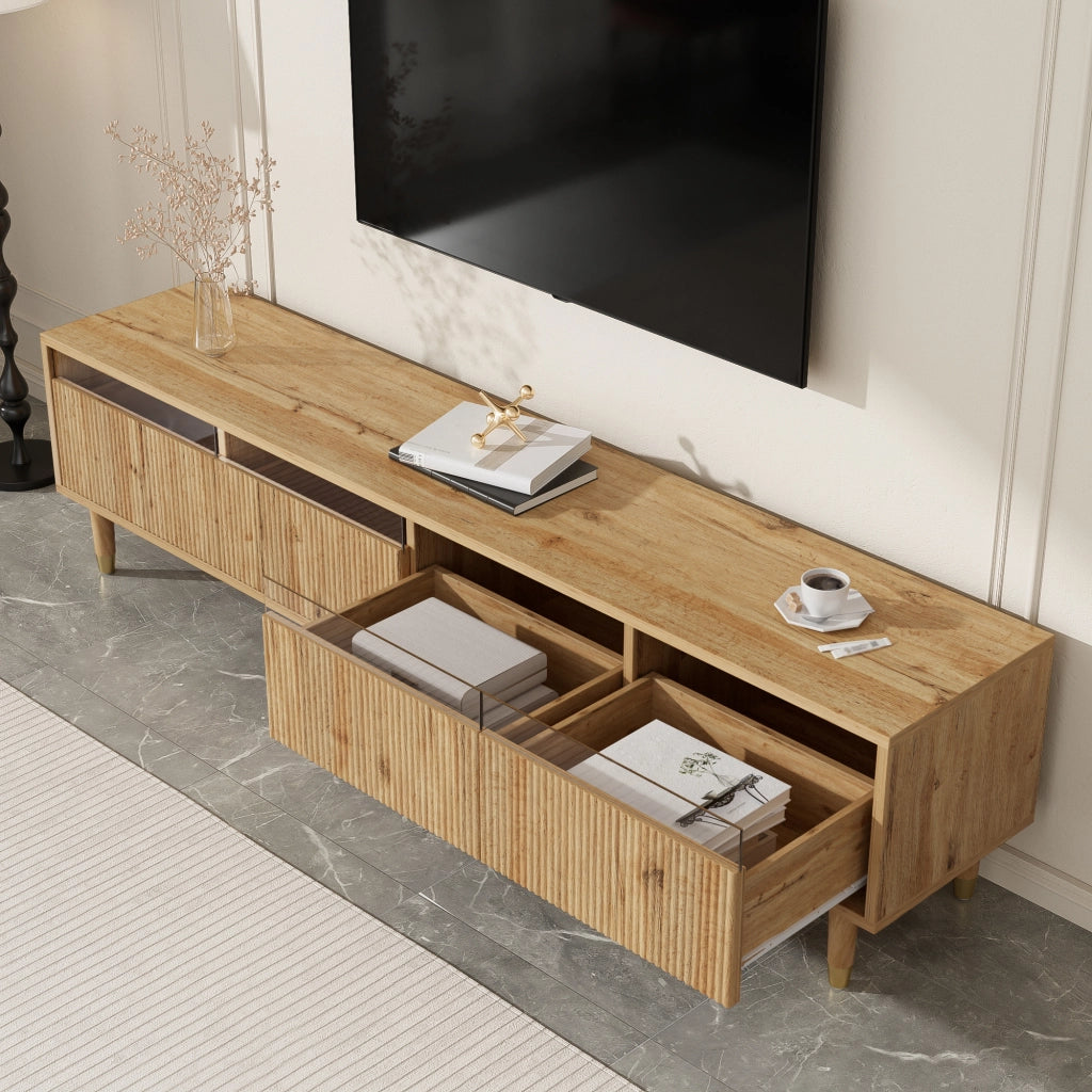 Mobile TV con 4 Cassetti e Foro Passacavi per Soggiorno; in MDF; 178 × 35 × 45 cm; Legno