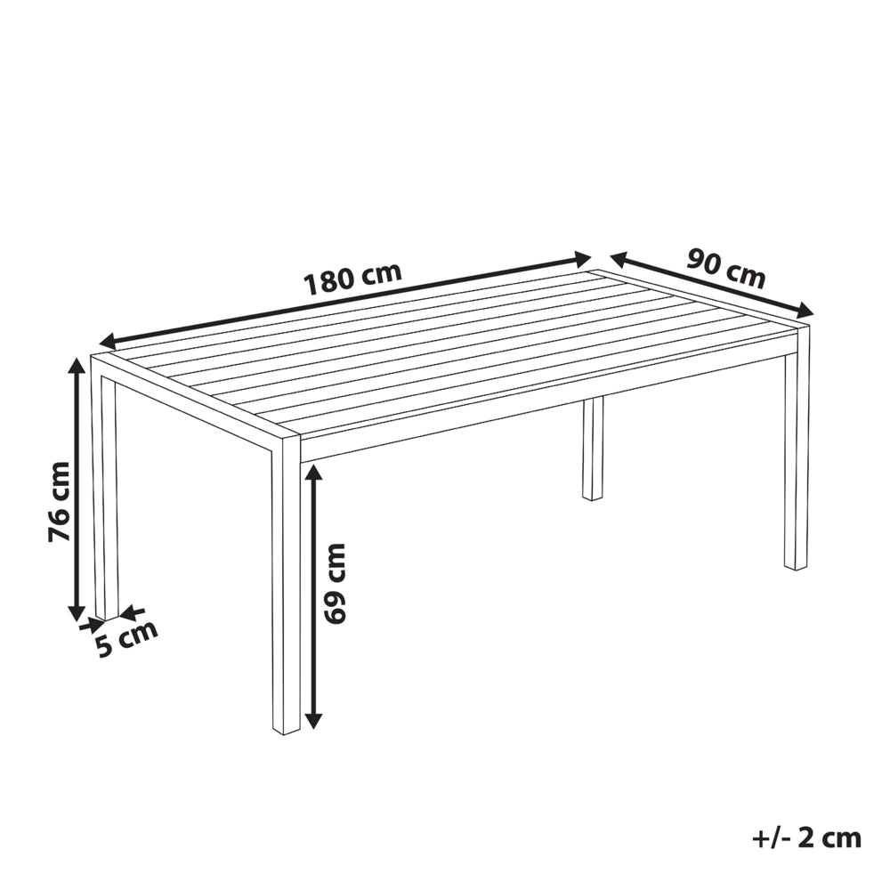 Tavolo da pranzo con struttura in alluminio anodizzato marrone per 6 persone 180 x 90 cm dal design moderno
