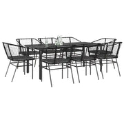 Set da Pranzo da Giardino 9 pz con Cuscini Polyrattan Vetro 3334603