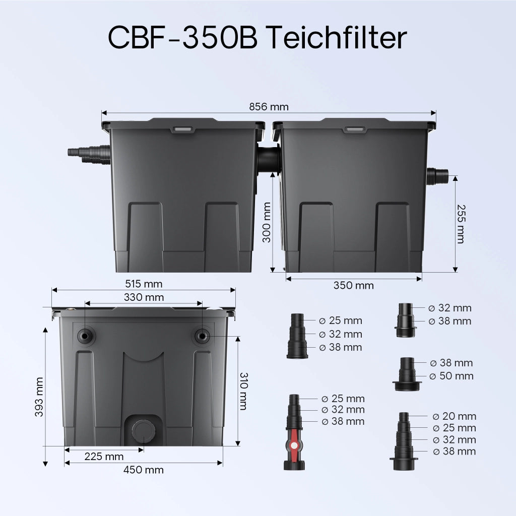 set per laghetti filtro da 60000l chiarificatore 36W pompa 80W ECO tubo 25m