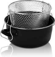 Pompa di cottura a coperchio con bordo cromato e foro di fuga - 24 cm - eccellente conduttività termica - padella per la frittura di patatine, calamari, ecc.