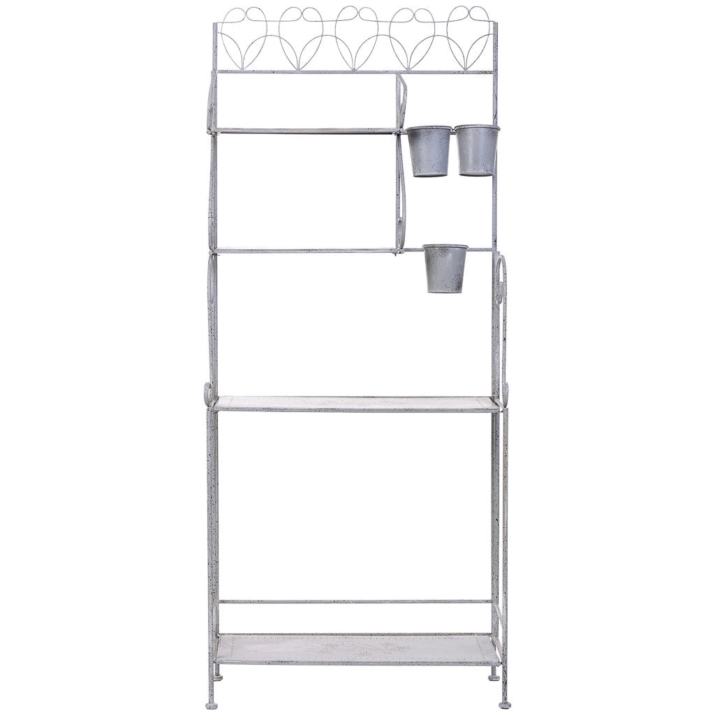 Espositore in metallo con 4 ripiani grigio 77,47x36,2x179,71h cm