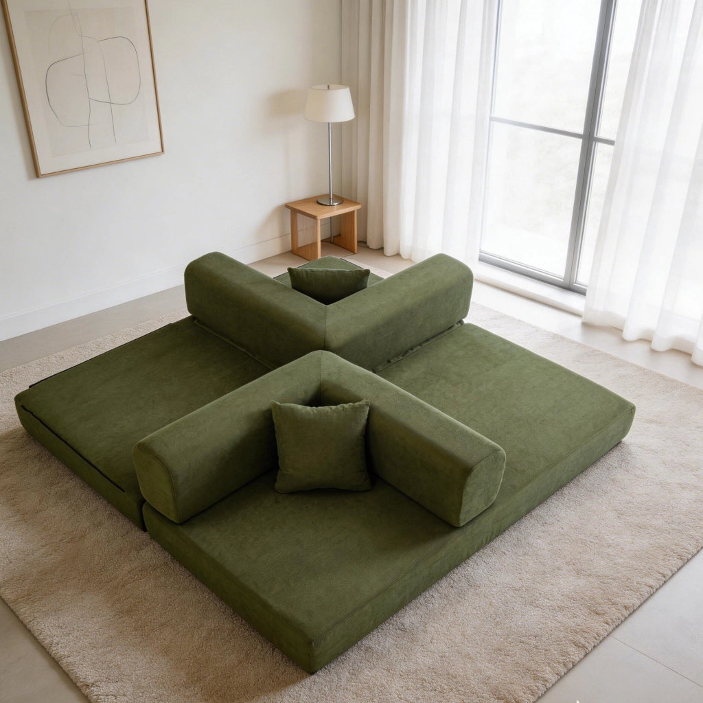 Divano Letto Pieghevole con Cuscino ¨C Xylo ¨C Verde, Velluto a Coste