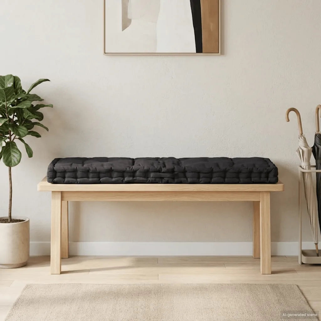 Cuscino per Pallet e Pavimento in Cotone 120x40x7 cm Nero cod mxl 43491