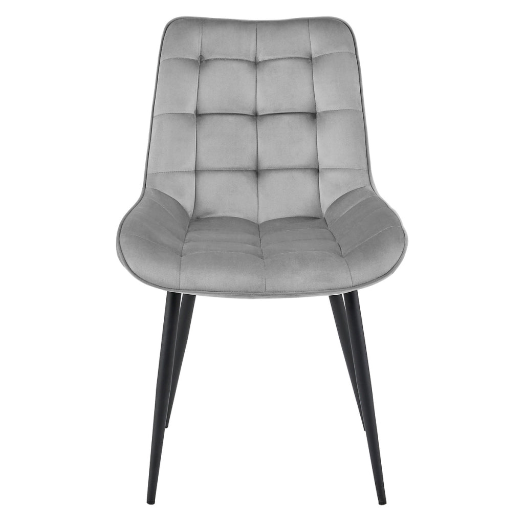 Set di 2 sedie Bera in velluto grigio argento con gambe nere