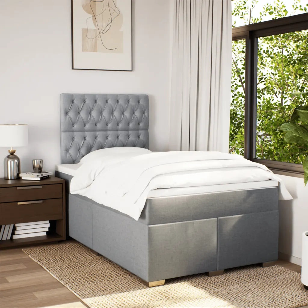 Giroletto a Molle con Materasso Grigio Chiaro 120x190cm Tessuto