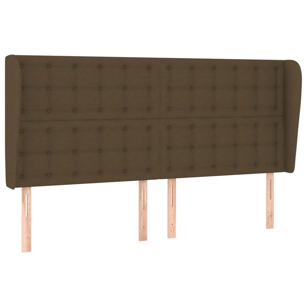 Testiera ad Orecchio-Testata con Orecchie Marrone Scuro 203x23x118/128 cm in Tessuto 390925