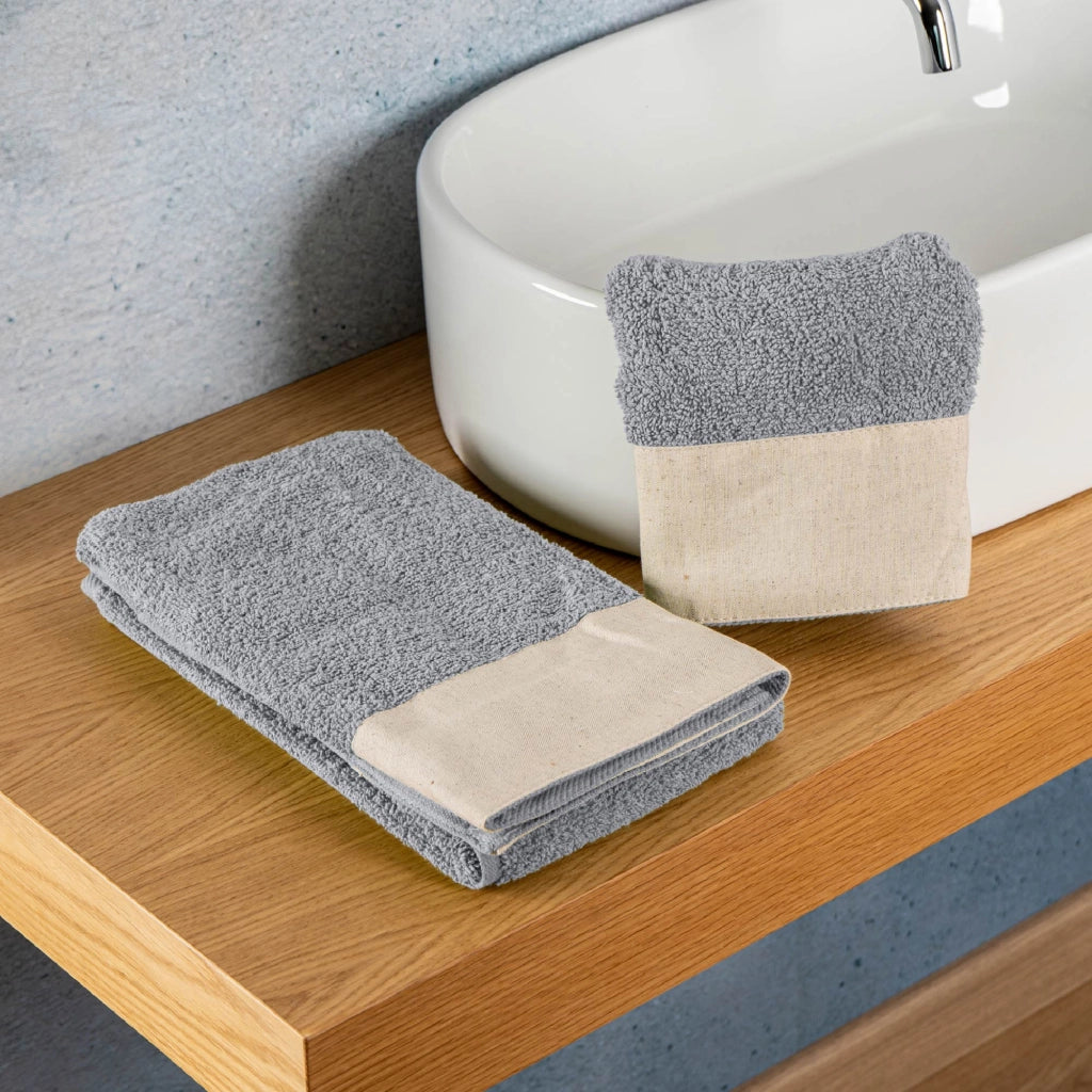 Set Asciugamani Bagno 2 Pezzi con Balza in Lino – Salvietta + Ospite – Morbidi, Super Assorbenti e Delicati sulla Pelle – Certificati OEKO-TEX – Eleganti e Resistenti  Perla