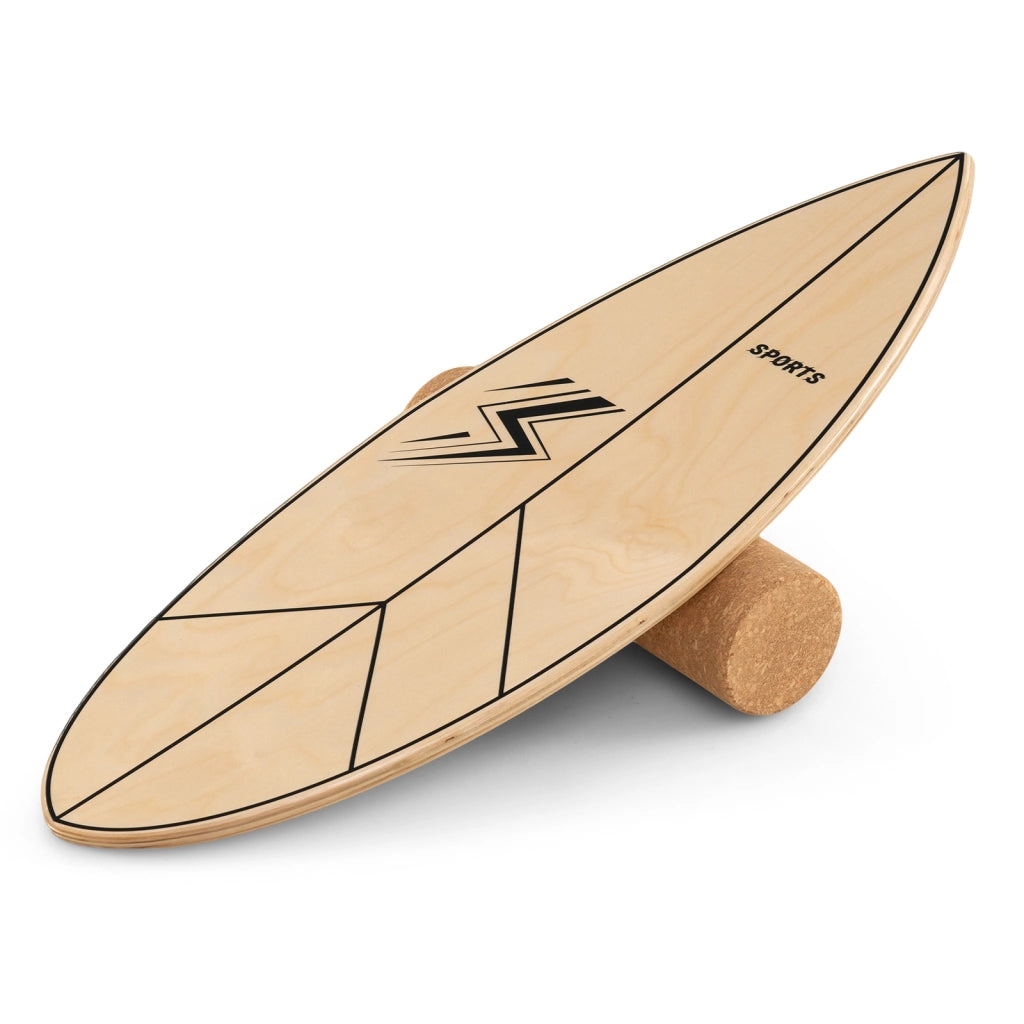 Tavola di equilibrio in legno 11 strati con rullo in sughero stabilizzato, Tavola wobble 77 cm per allenamento core e stabilit¨¤