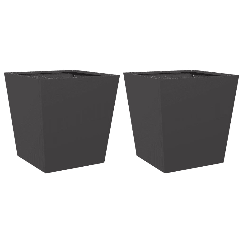 Fioriere da Giardino 2 pz Nere 40x40x40 cm in Acciaio 851053