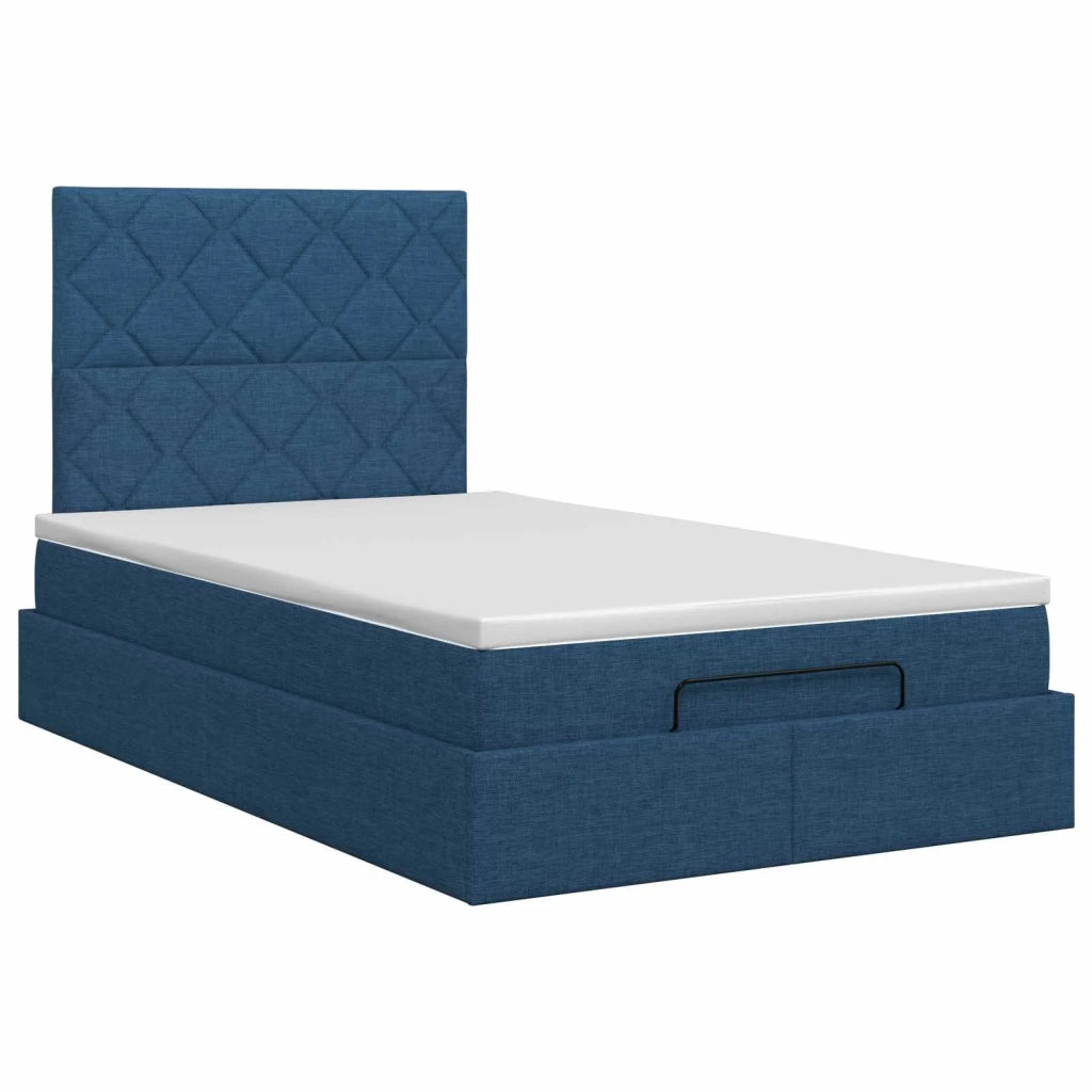 Letto ottomano con materasso Blu 120 x 190 cm Tessuto 3457562