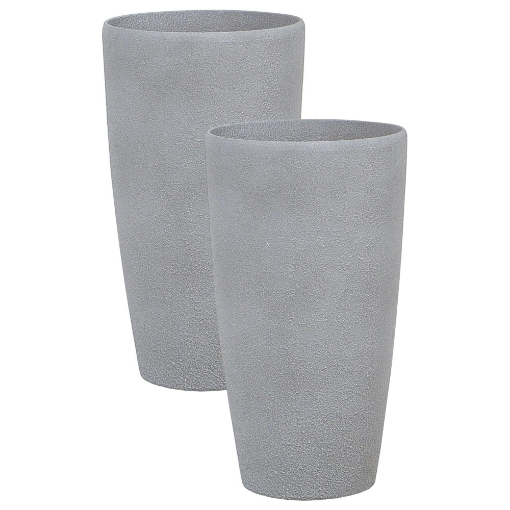 Set di 2 vasi polvere di pietra grigio 31 cm coppia di fioriere accessori decorativi per interni e esterni moderni e minimalisti