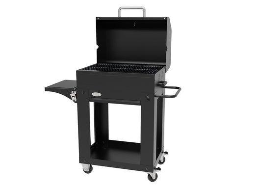 Barbecue a Carbone 110x44x120 cm con Coperchio Affumicatore in Acciaio Miranda Nero
