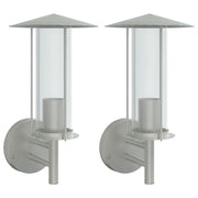 Set di 2 applique da giardino resistenti alle intemperie 17,5 x 17,5 x 33 cm acciaio inox argento 02_0056564